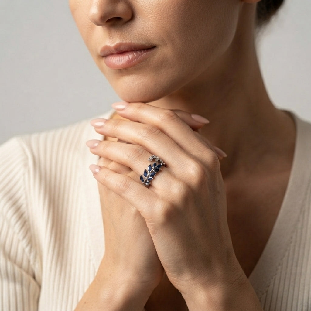 Women's Blue Stone Open Ring