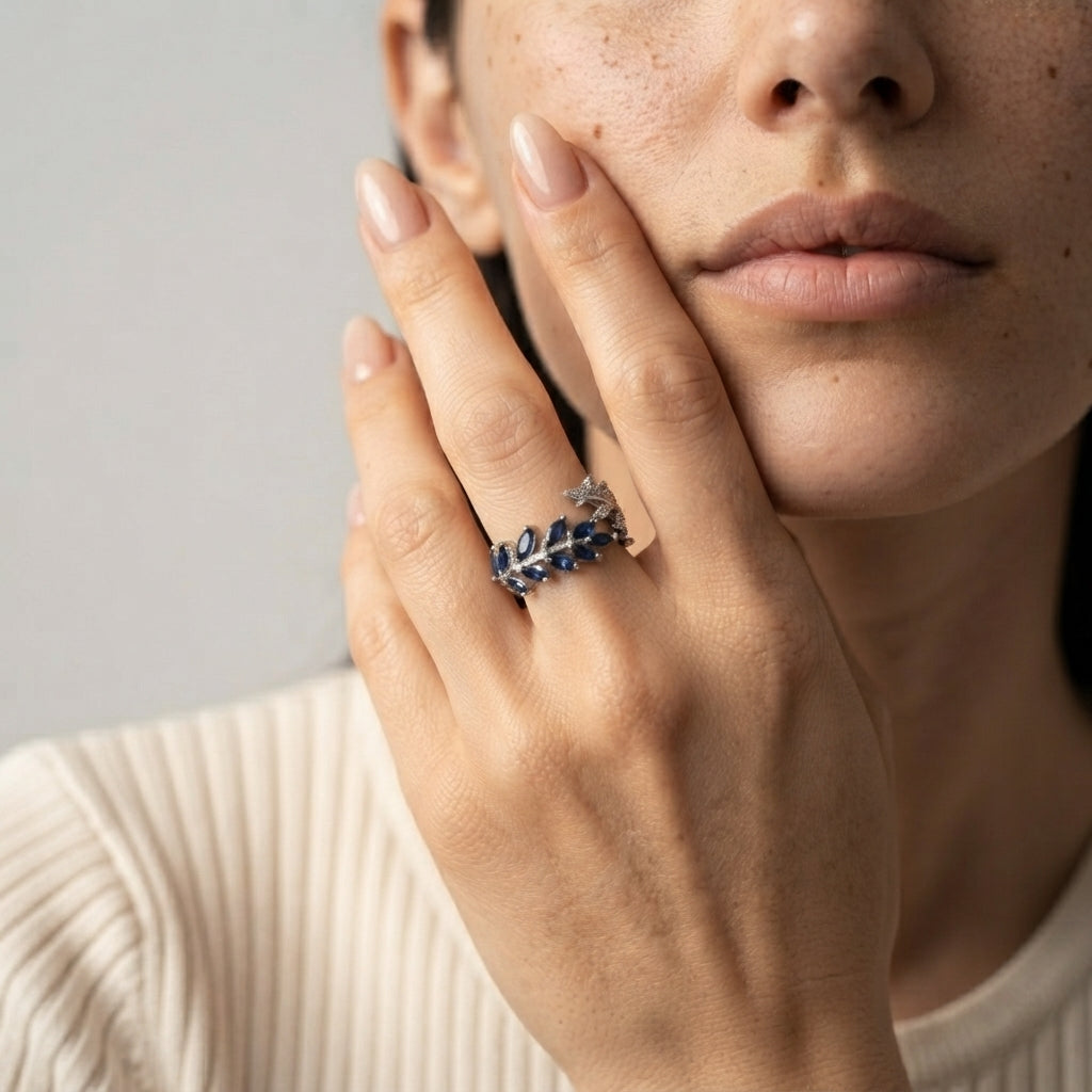 Women's Blue Stone Open Ring