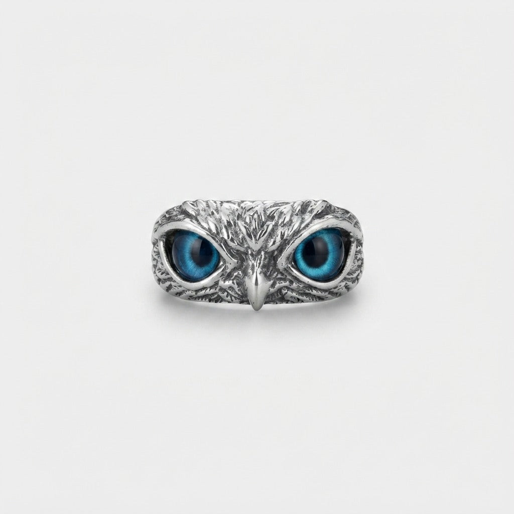 Women's Blue Stone Owl Ring