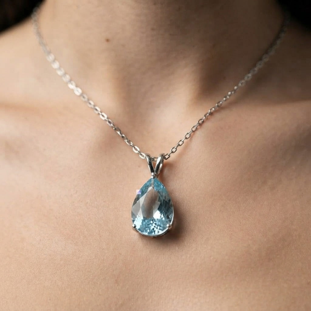 Women's Blue Stone Pendant Necklace
