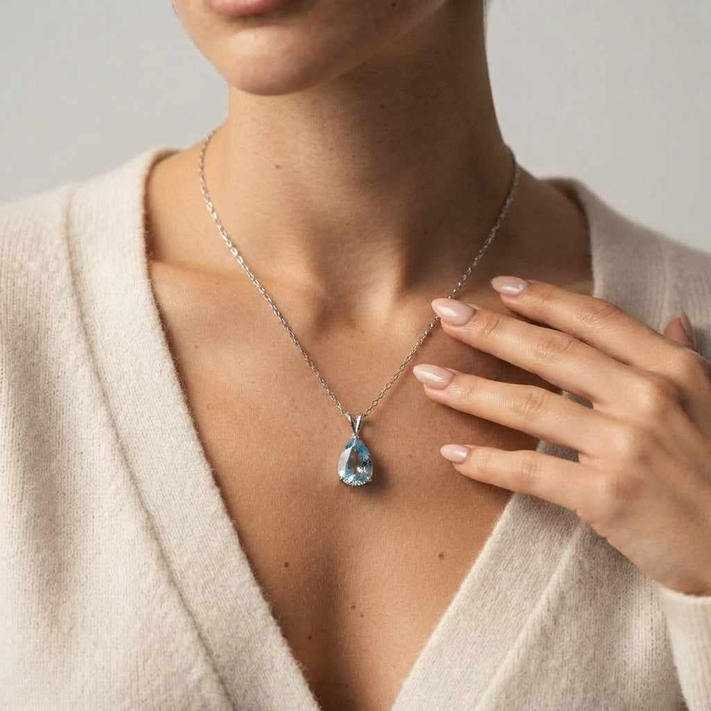 Women's Blue Stone Pendant Necklace