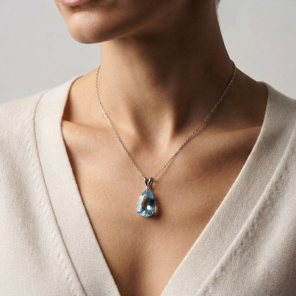 Women's Blue Stone Pendant Necklace