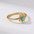 Women's Blue Stone Sunburst Ring