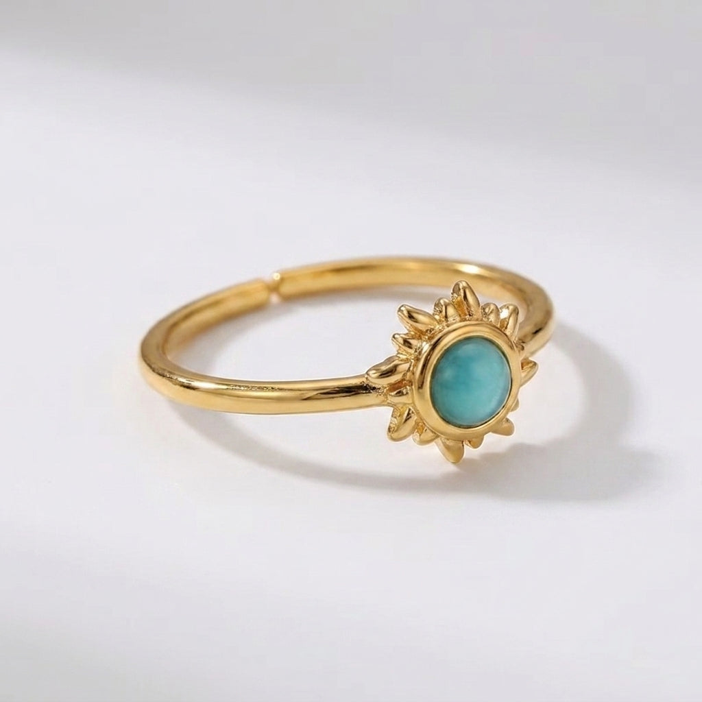 Women's Blue Stone Sunburst Ring