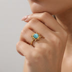 Women's Blue Stone Sunburst Ring