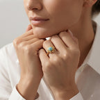 Women's Blue Stone Sunburst Ring