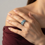 Women's Blue Wave Enamel Ring