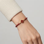 Women's Braided Leather Clover Charm Bracelet