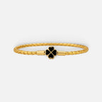 Women's Braided Leather Clover Charm Bracelet