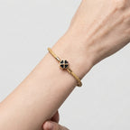 Women's Braided Leather Clover Charm Bracelet