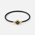 Women's Braided Leather Clover Charm Bracelet