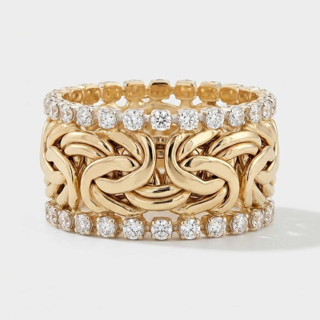 Women's Byzantine Link Crystal Band Ring
