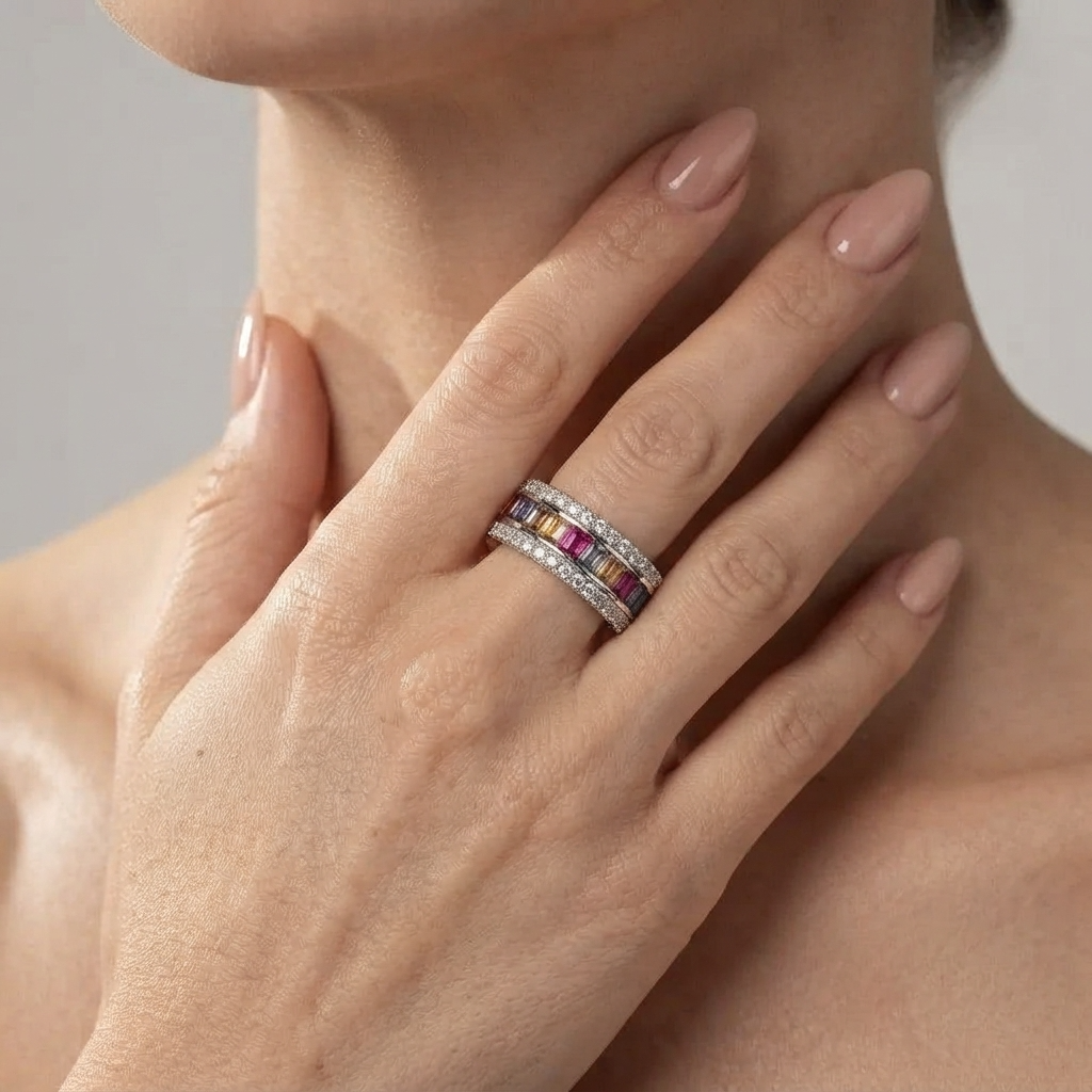 Women's Chunky Crystal Ring
