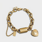 Women's Chunky Link Heart Charm Bracelet