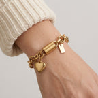 Women's Chunky Link Heart Charm Bracelet