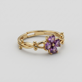 Women's Clover Purple Stone Ring