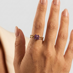 Women's Clover Purple Stone Ring
