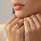 Women's Clover Purple Stone Ring