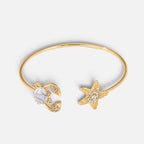 Women's Crab Starfish Charm Cuff Bracelet