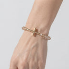 Women's Cross Faceted Bead Elastic Bracelet