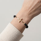 Women's Cross Faceted Bead Elastic Bracelet