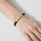 Women's Cross Faceted Bead Elastic Bracelet
