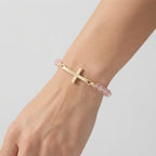Women's Cross Faceted Bead Elastic Bracelet