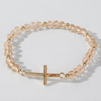 Women's Cross Faceted Bead Elastic Bracelet
