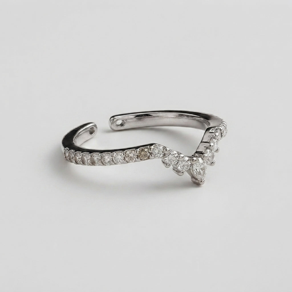 Women's Crystal Chevron Ring