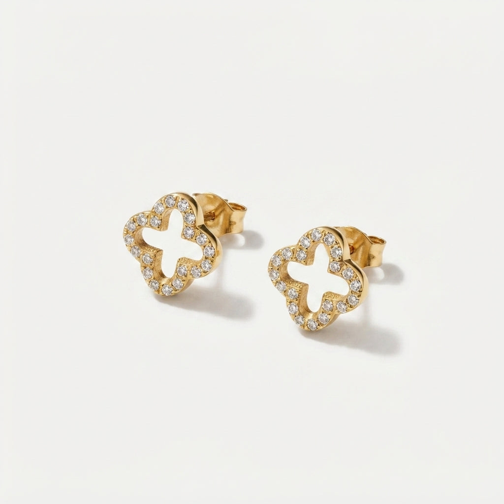 Women's Crystal Clover Stud Earrings