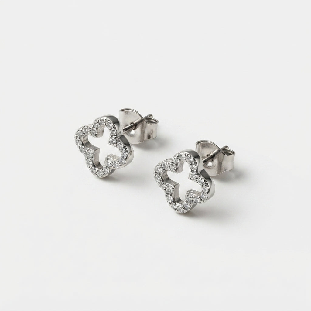 Women's Crystal Clover Stud Earrings