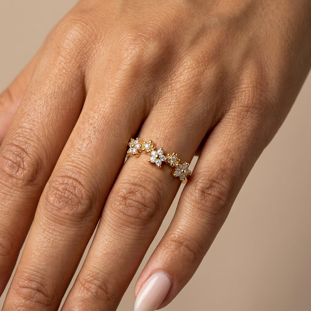 Women's Crystal Cluster Band Ring
