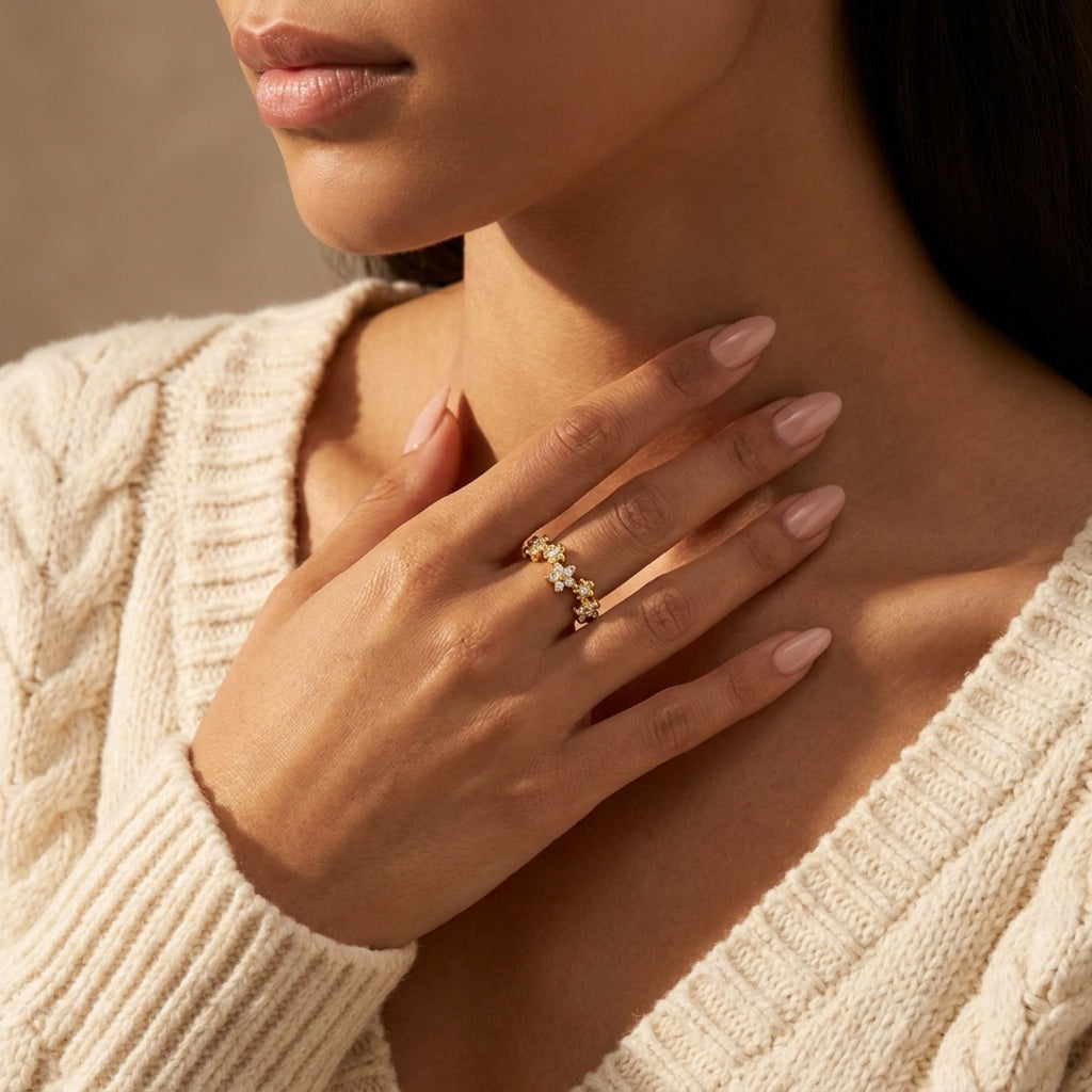 Women's Crystal Cluster Band Ring