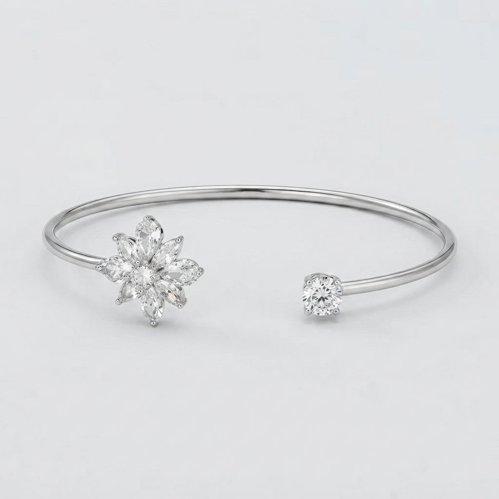 Women's Crystal Cluster Open Cuff Bangle