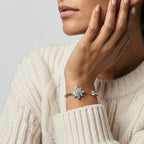 Women's Crystal Cluster Open Cuff Bangle