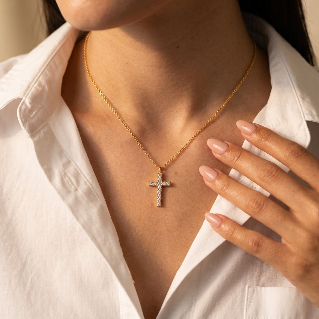 Women's Crystal Cross Pendant Necklace