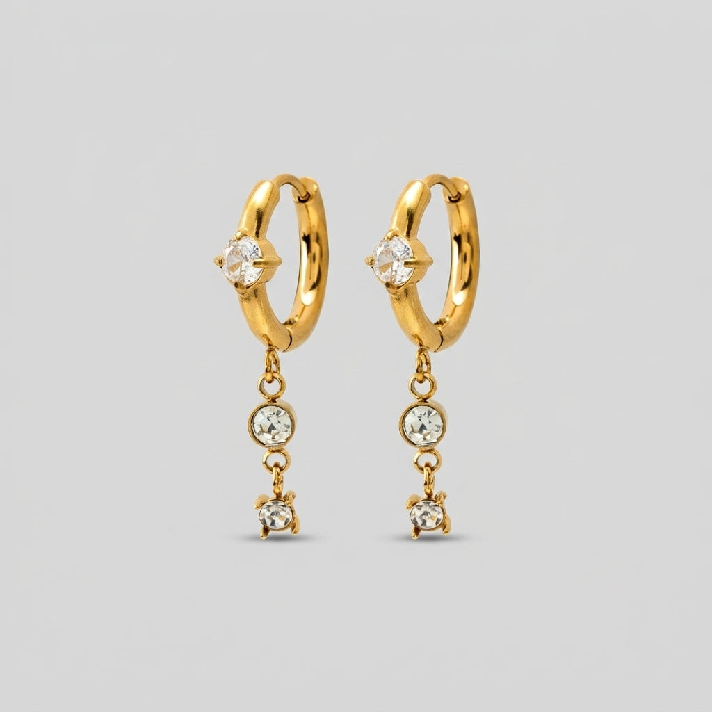 Women's Crystal Drop Huggie Hoop Earrings