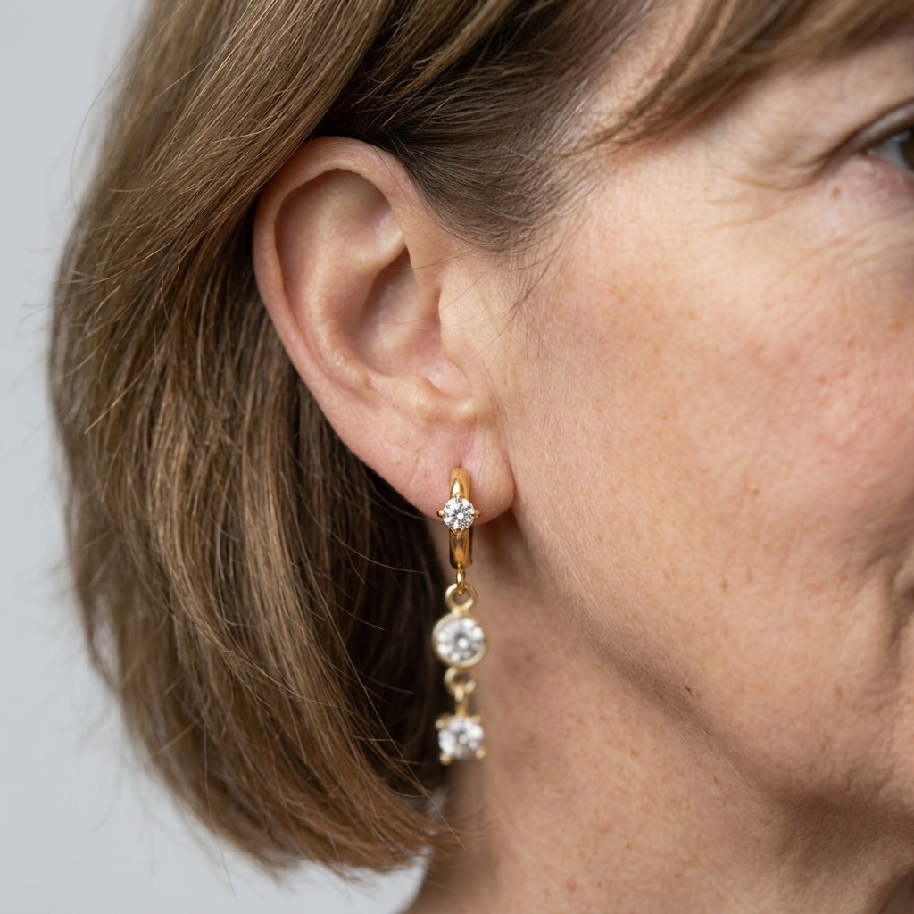 Women's Crystal Drop Huggie Hoop Earrings