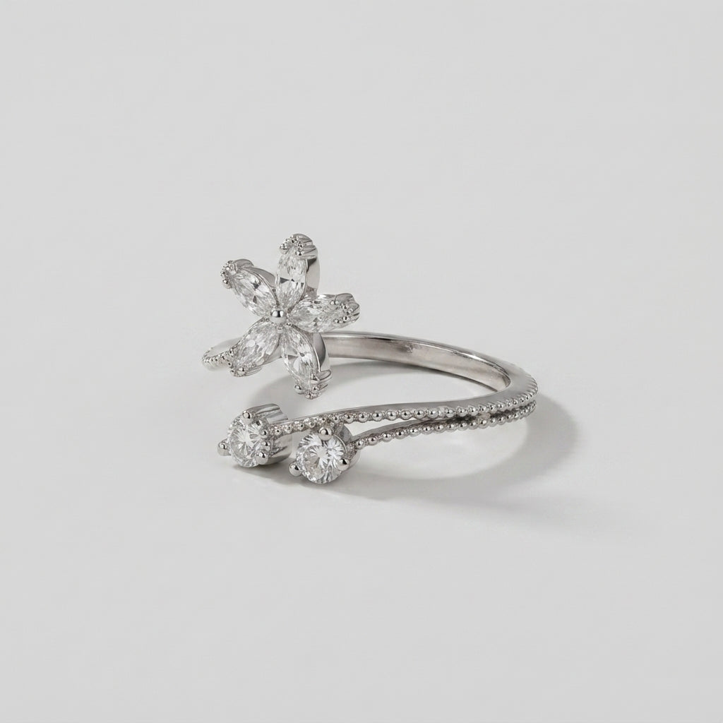 Women's Crystal Flower Ring