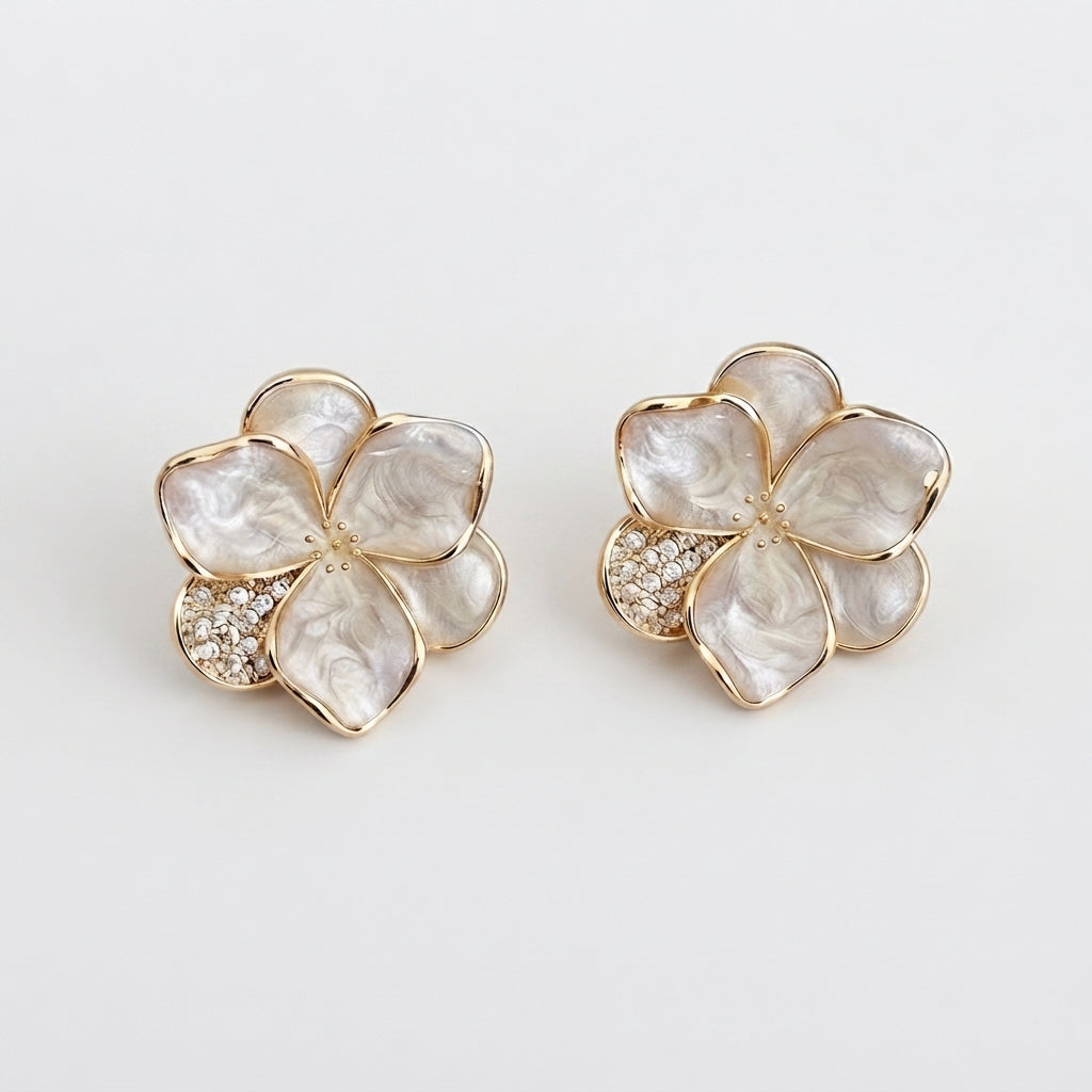 Women's Crystal Flower Stud Earrings