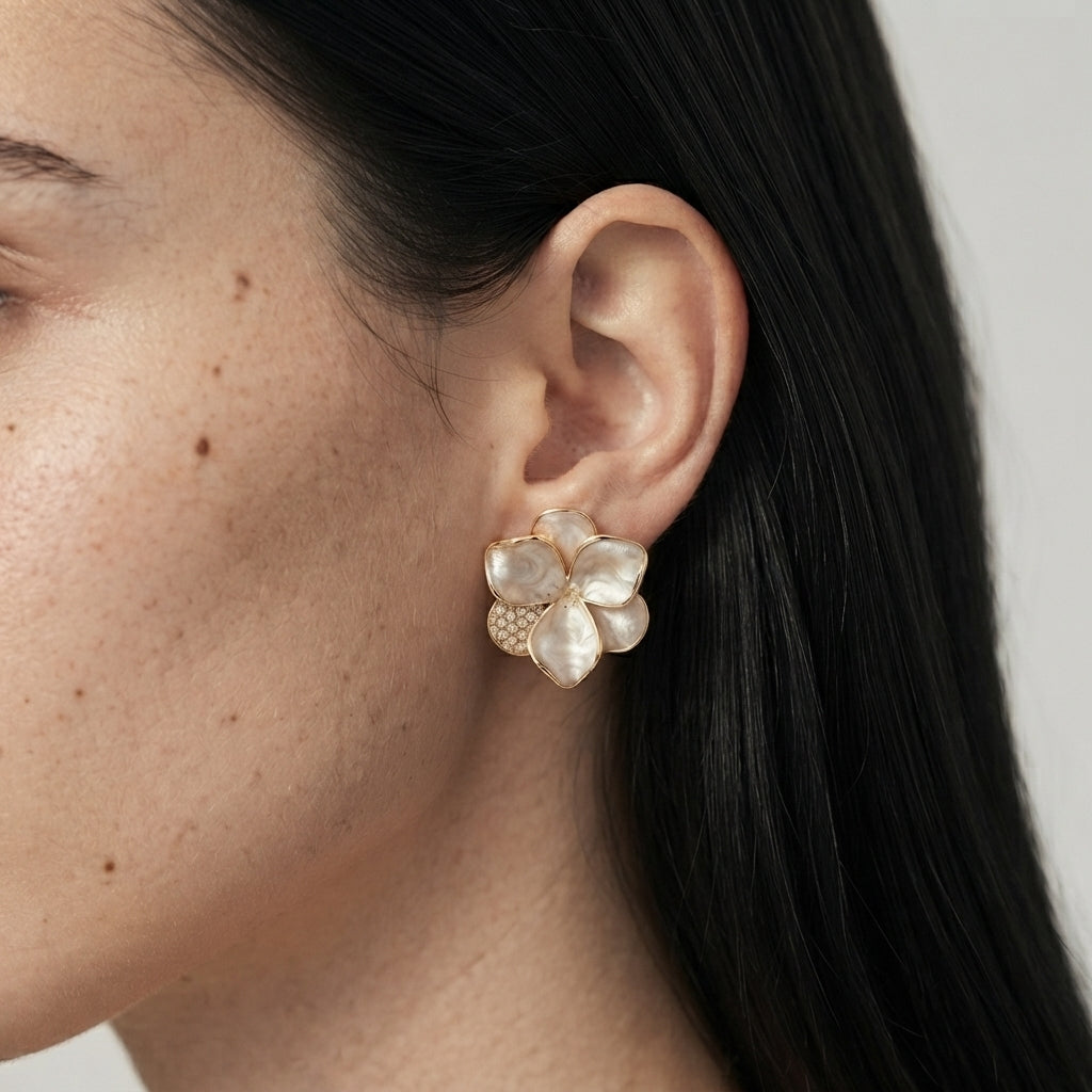 Women's Crystal Flower Stud Earrings