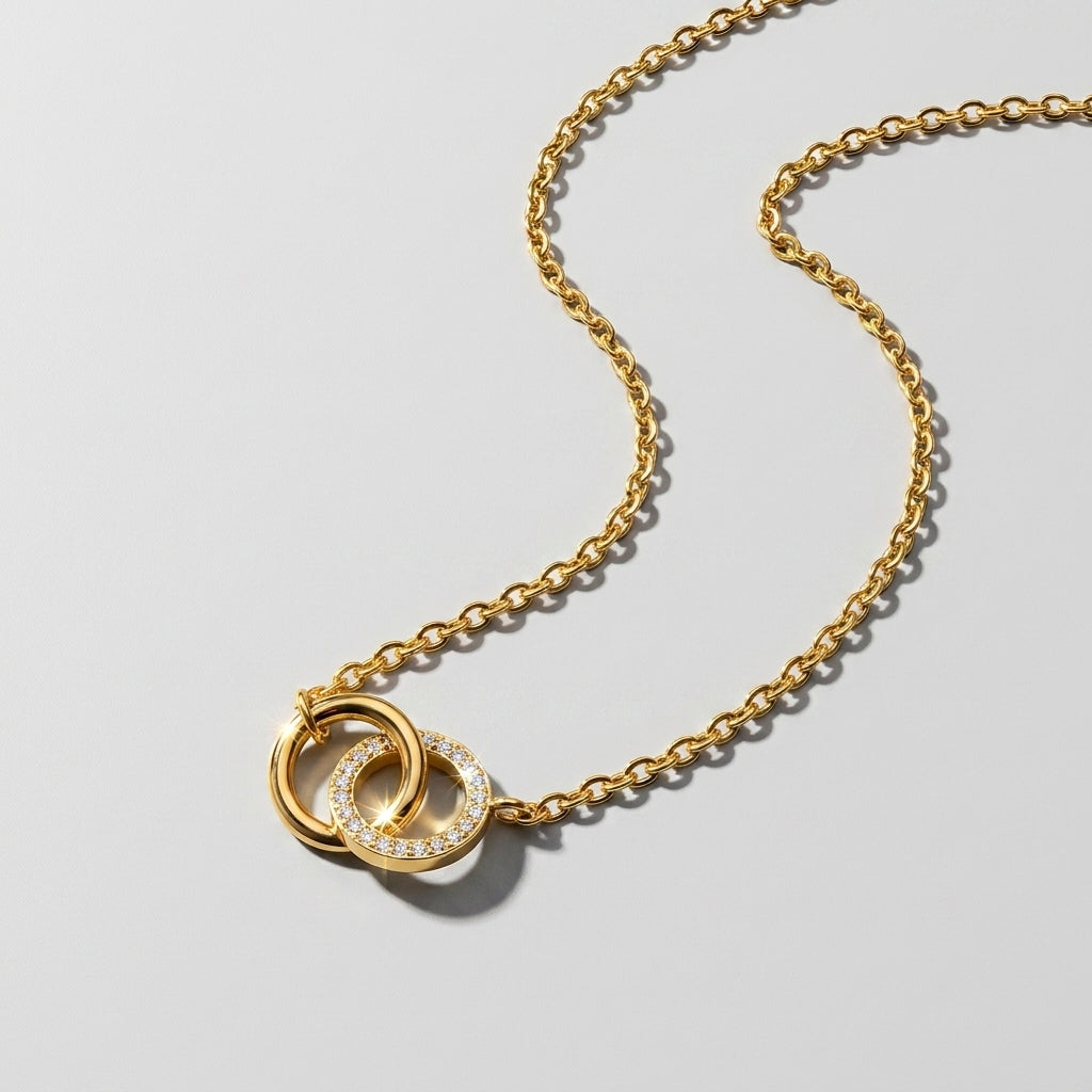 Women's Crystal Interlocking Circle Pendant Necklace