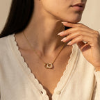 Women's Crystal Interlocking Circle Pendant Necklace