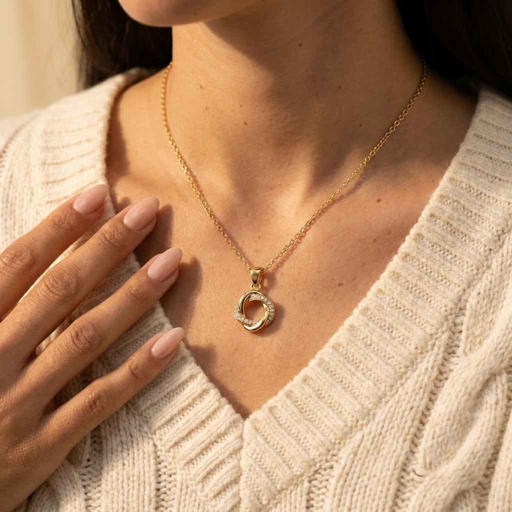 Women's Crystal Pave Twisted Pendant Necklace