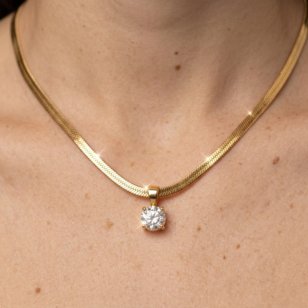 Women's Crystal Solitaire Necklace