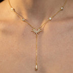 Women's Crystal Sunburst Lariat Necklace