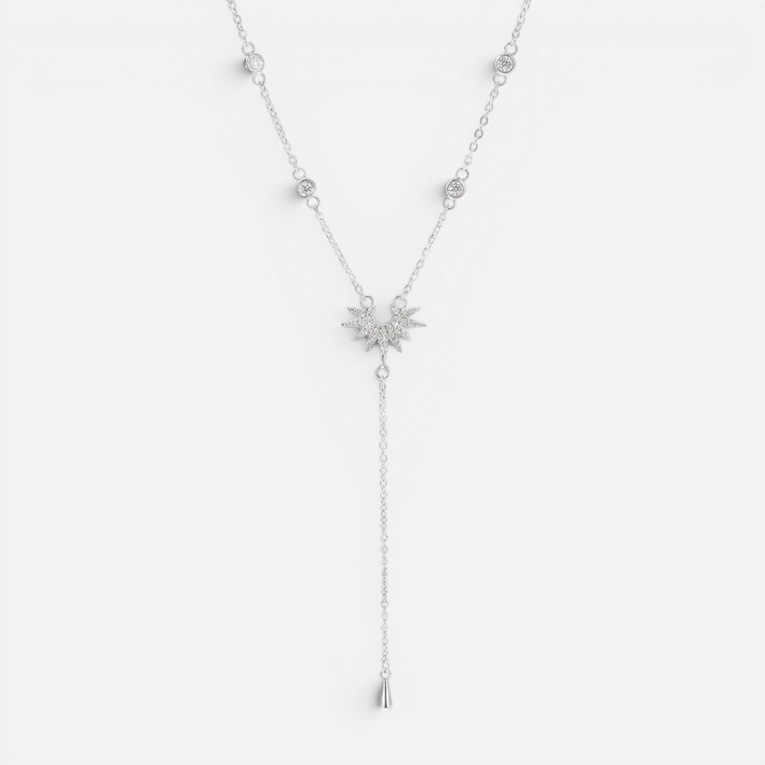 Women's Crystal Sunburst Lariat Necklace