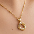 Women's Crystal Twisted Ring Pendant Necklace