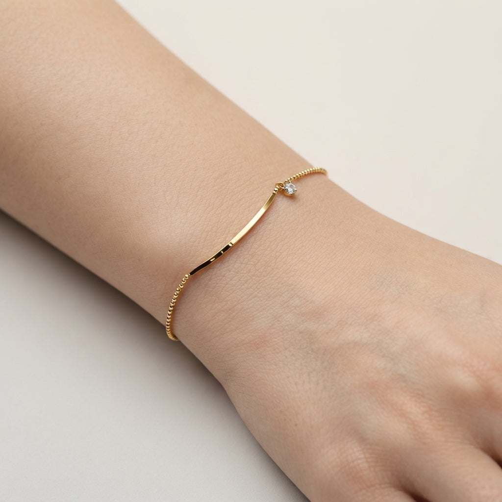 Women's Curved Bar Crystal Bracelet