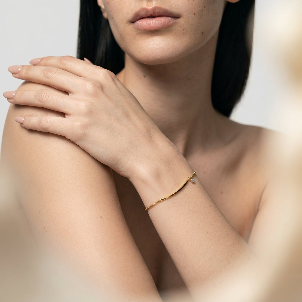 Women's Curved Bar Crystal Bracelet